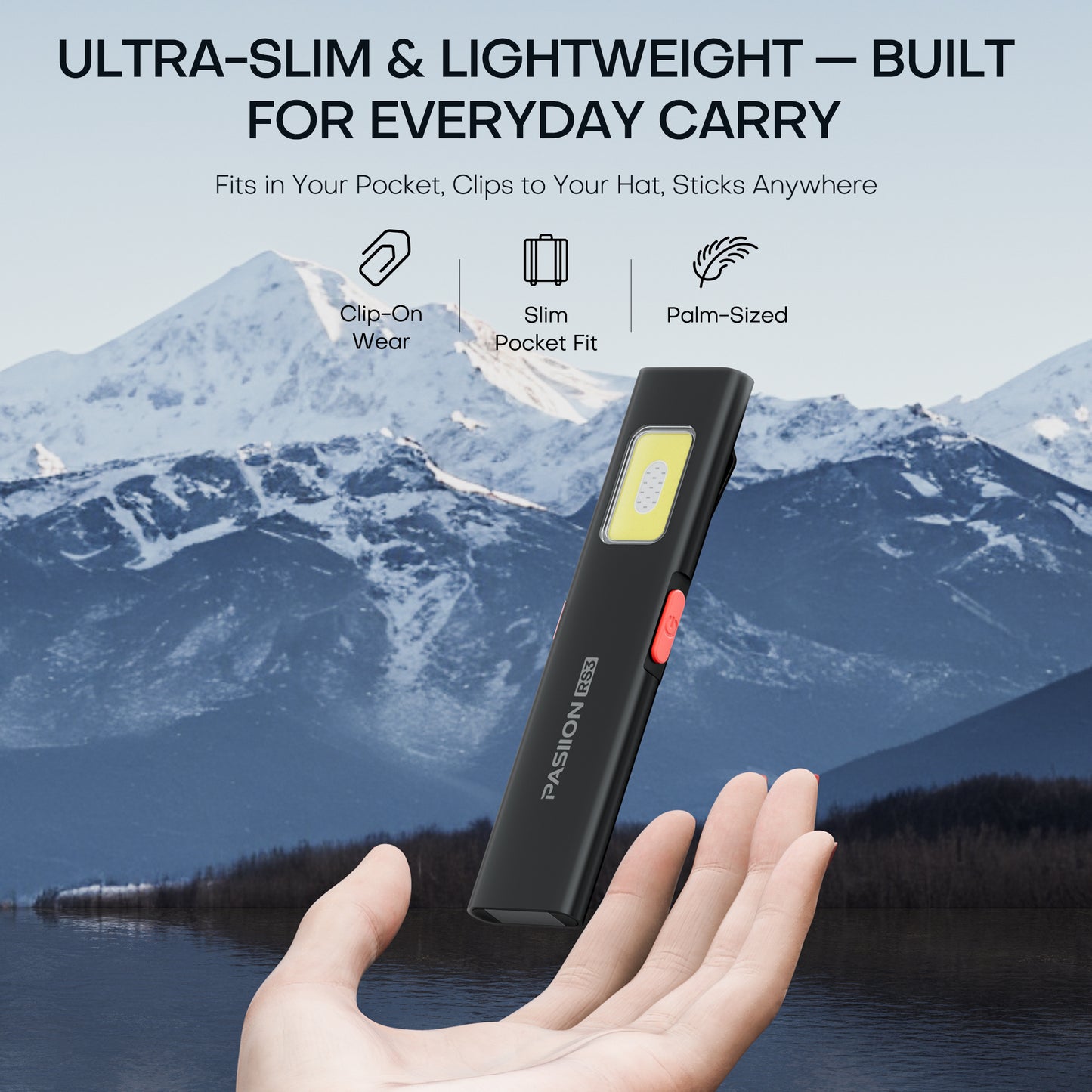 Flat EDC Flashlight Rechargeable,Small Pocket Flash Light with 500 Lumens, Magnetic & Clip Design, Dual Light Sources, Mini USB-C LED Flashlight, IPX5 Waterproof for Home, Camping and Emergencies