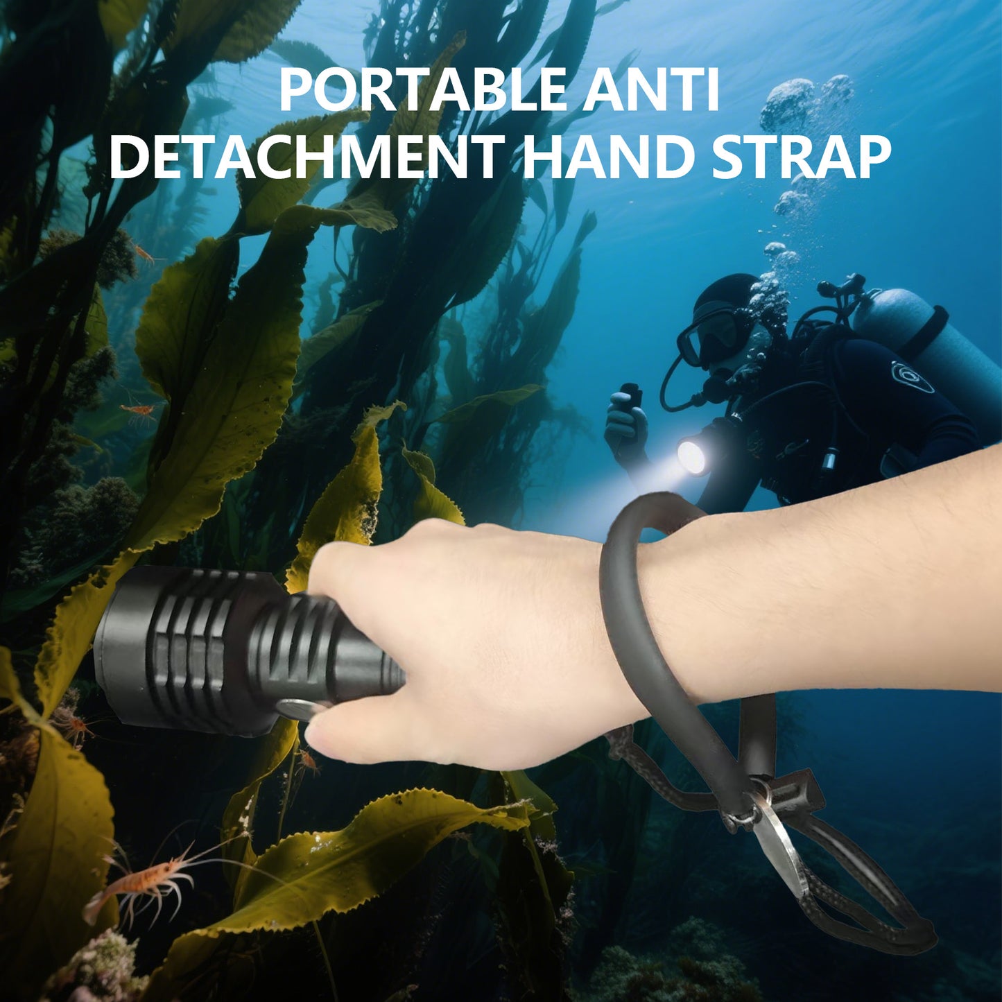 Rechargeable Diving Flashlight - 2000 Lumens IPX8 120M Waterproof Dive Light with Low-Voltage Protection, 3 Modes for Scuba Diving, Cave Diving & Emergency