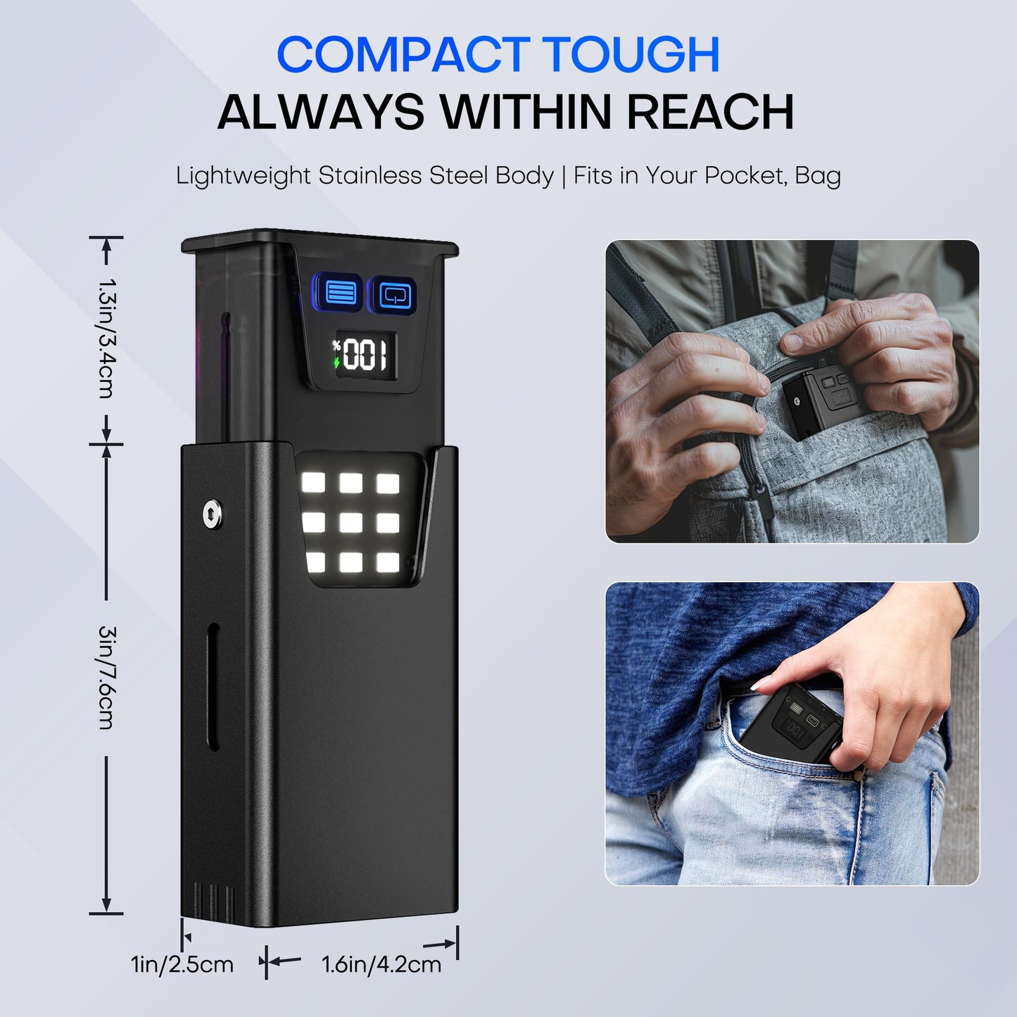 Rechargeable EDC Flashlight 1200 Lumens,Mini Flat LED Flash light with Magnetic Base,USB-C Charging Pocket Flashlight,8 Modes Flashlight,IPX6 Waterproof for Home, Camping and Emergencies(Black)