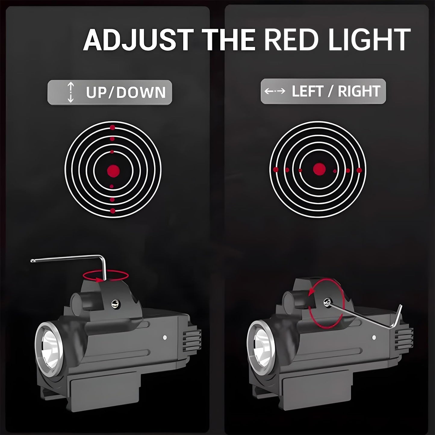 Pistol Light with Red Laser – Rechargeable 800 Lumens Gun Light for Handguns, Fits Glock & Picatinny Rail, 5 Modes Gun Flashlight, Tactical Pistol Flashlight with Battery Indicator