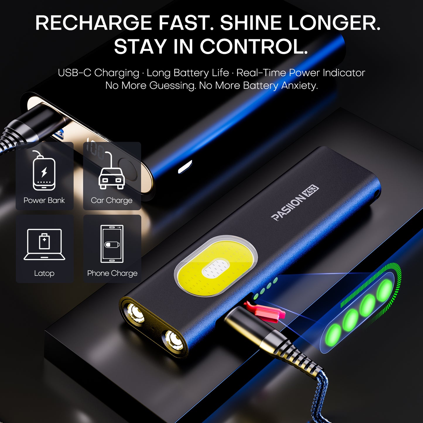 Rechargeable Flat EDC Flashlight, Pocket Flash Light – Small LED Light with UV, Red Laser, Magnetic Base, USB-C Charging, Dual Switch for Camping, Repair, Emergency