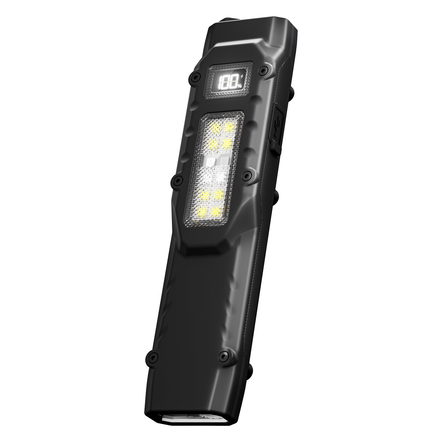 EDC Tactical Flashlight,1500 Lumen Flat Flashlights Rechargeable,Dual-Switches LED Small Flashlight with Digital Display,Stainless Steel 8 Modes Pocket Flash light for Home, Camping,and Emergency Use