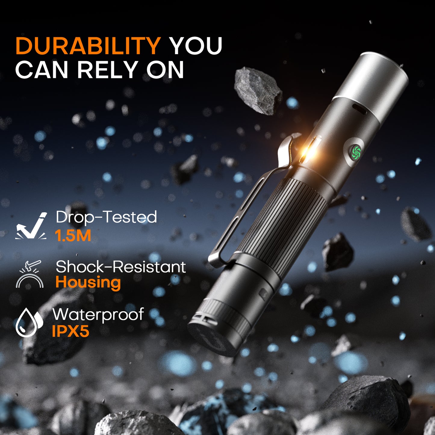 Rechargeable Small Flashlight 600 Lumens – 7-Mode Zoomable EDC Pocket Led Flashlight with Emergency Alarm, Multi-Color Side Lights, Magnetic Base, for Outdoor, Work, Home