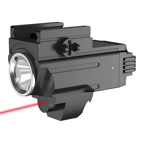 Pistol Light with Red Laser – Rechargeable 800 Lumens Gun Light for Handguns, Fits Glock & Picatinny Rail, 5 Modes Gun Flashlight, Tactical Pistol Flashlight with Battery Indicator