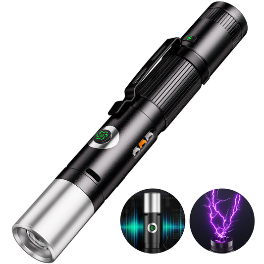 Rechargeable Small Flashlight 600 Lumens – 7-Mode Zoomable EDC Pocket Led Flashlight with Emergency Alarm, Multi-Color Side Lights, Magnetic Base, for Outdoor, Work, Home