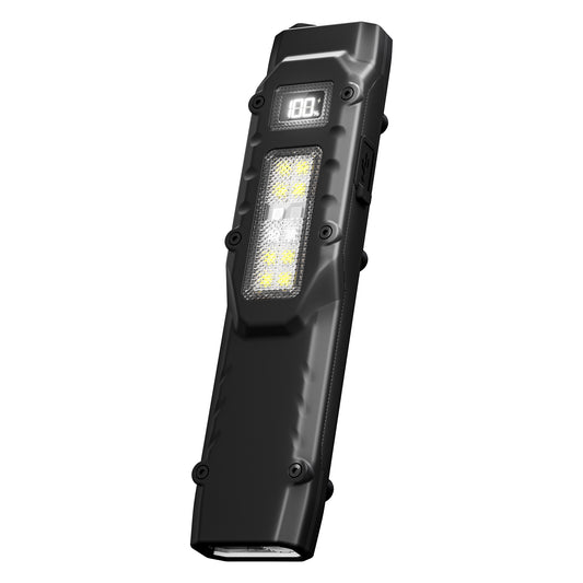 EDC Tactical Flashlight,1500 Lumen Flat Flashlights Rechargeable,Dual-Switches LED Small Flashlight with Digital Display,Stainless Steel 8 Modes Pocket Flash light for Home, Camping,and Emergency Use